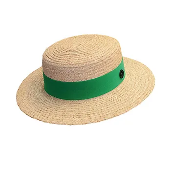 Качественная Шляпа от Солнца с широкими полями, женская винтажная соломенная шляпа канотье, Классическая лента, летняя шляпа из Рафии, Дерби, Пляжная Шляпа